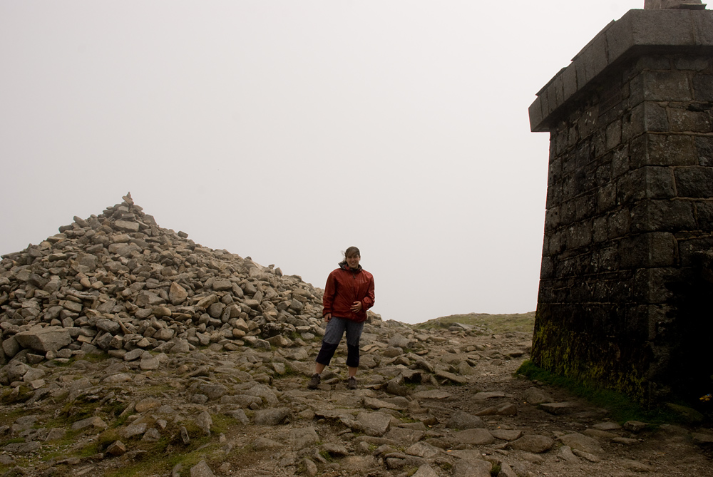 Juhuuu on the top of the highest mountain in Nothern Ireland - Slieve Donard, ... a bit windy there